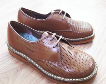 50s Brown Leather Brogues Made in France EU 31