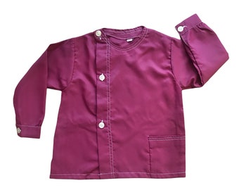 French Vintage 1960's Dark Red School Nylon Blouse / Shirt /  5-6 Years