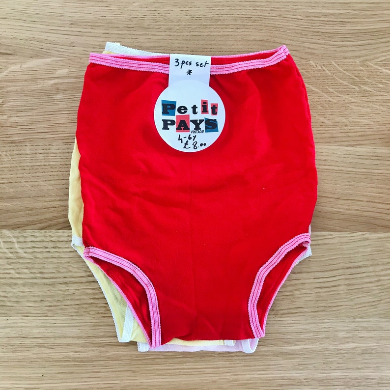 Vintage 70/'s Set of 3 Girls Briefs Underwear British Made 4-6Y