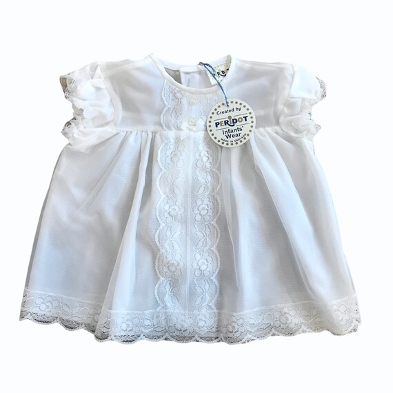 Vintage 60s Baby White Sheer Dress British Made 6… - image 1