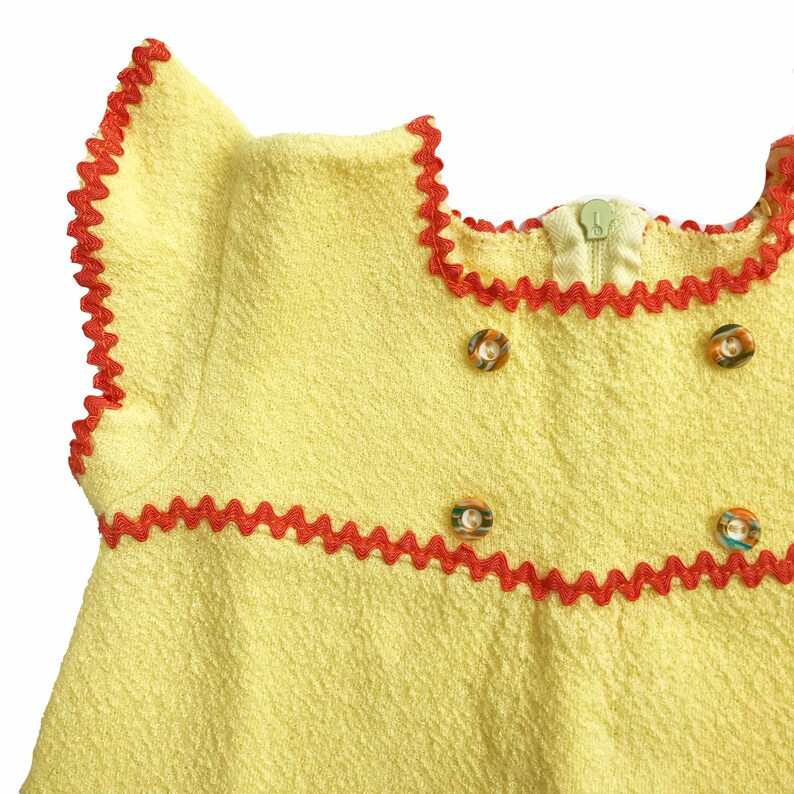 Vintage 1960s YellowOrange Boho Dress French Stock 3-6 Months