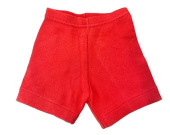 Vintage 70's  Red / Cotton Shorts  / Pants / Underwear 0-3M