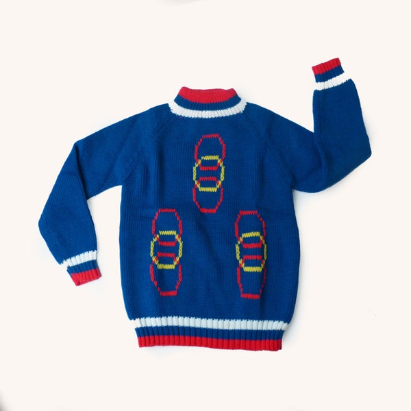 70's Chunky Knitted Blue Jumper New Stock  6-8 Years