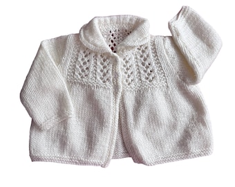 Vintage White Knitted Cardigan 0-6 Months