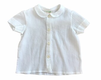 Vintage 1970s White Textured Shirt/Blouse  6-9 Months