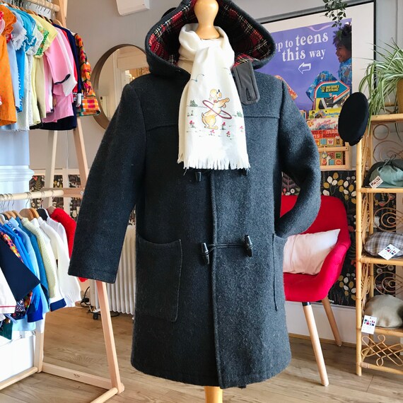 Vintage 1970's Dark Grey Wool Children's Duffle Co