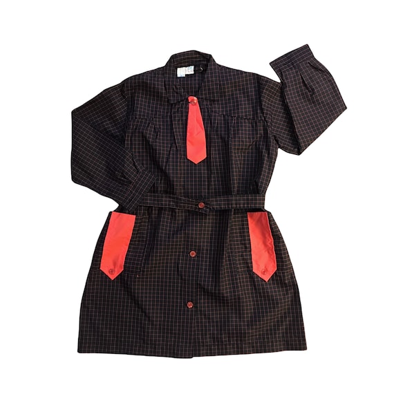 Vintage 1960's Red / Black Check Nylon Dress / Blouse / - Etsy