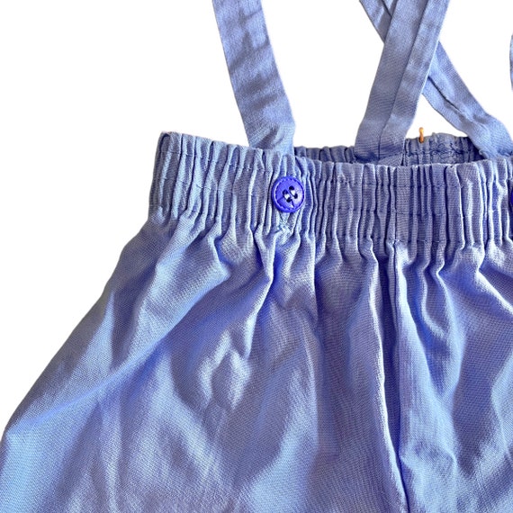 1970s Blue Toddler Suspenders Shorts 12-18 Months - image 2