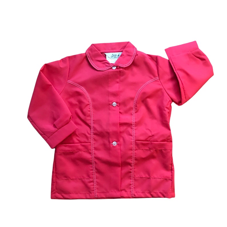 French Vintage 1960's Red School Nylon Blouse / Shirt / 5-6 Years image 1