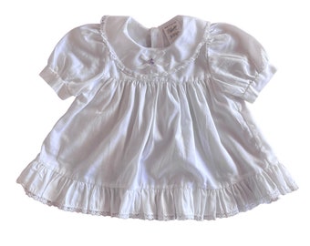 1980s  Frilled White  Dress / 9-12 Months