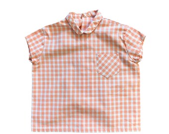 Vintage 1960's Orange Check Shirt /  2-3Y