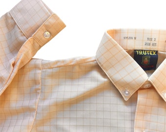 Vintage 1970's Peach Nylon Check Shirt / 4-5Y - Etsy