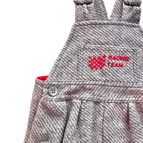 Vintage 1970s Grey / Red Dungarees 9-12 Months - image 3