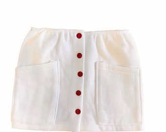 Vintage 1970s White Mini Skirt French made  9-12 Months