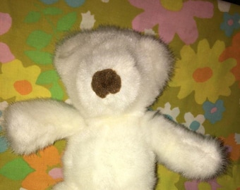 Vintage Russ Bear plush Marshmallow White Brown Nose ECU 12"