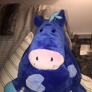 Vintage Animal Alley Horse plush Blue Velour like soft chubby light blue hearts 10&quot; ECU Pony
