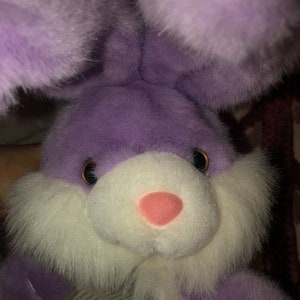 Vintage TL TOYS Bunny Easter Basket Plush Purple White Pink Nose ECU Rabbit