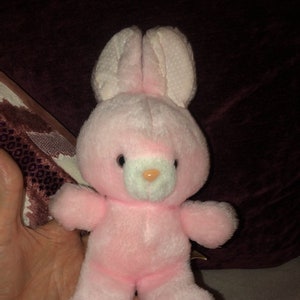 Vintage Animal Fair Bunny plush Pink white polka dots ears 8.5 VGC