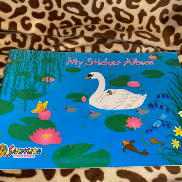 Vintage Sticker Album SandyLion Swans Swan Book 2000 Still New Pond Sandy Lion