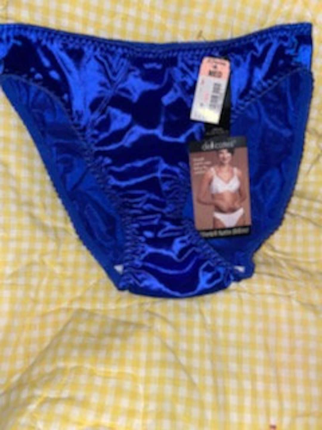 Vintage JC Penney Womens Panties Stretch Satin Sapphire Blue Royal Size