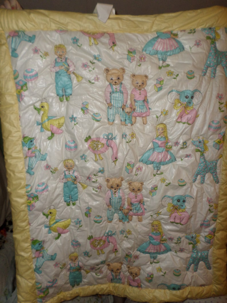 Vintage Baby Blanket Dacron Nursery Rhymes Bears Muffet NWTS Etsy