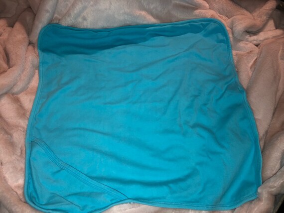 Vintage Baby Blanket Aqua White Gingham Soft checkered ECU 22 x 22