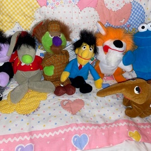 Vintage Sesame Street Plush Lot Tyco Barkley Guy Sherlock Cookie Mumford Benny Snuffy NWTW