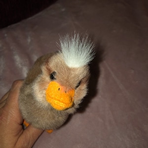 Vintage Gund Duck plush Goose Baby Gosling 6&quot; Brown Orange Beak Feet Little White fluffy hair