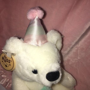 Vintage Russ Clown Bear Lil Marshmallow Party Hat Pom poms NWTS #2