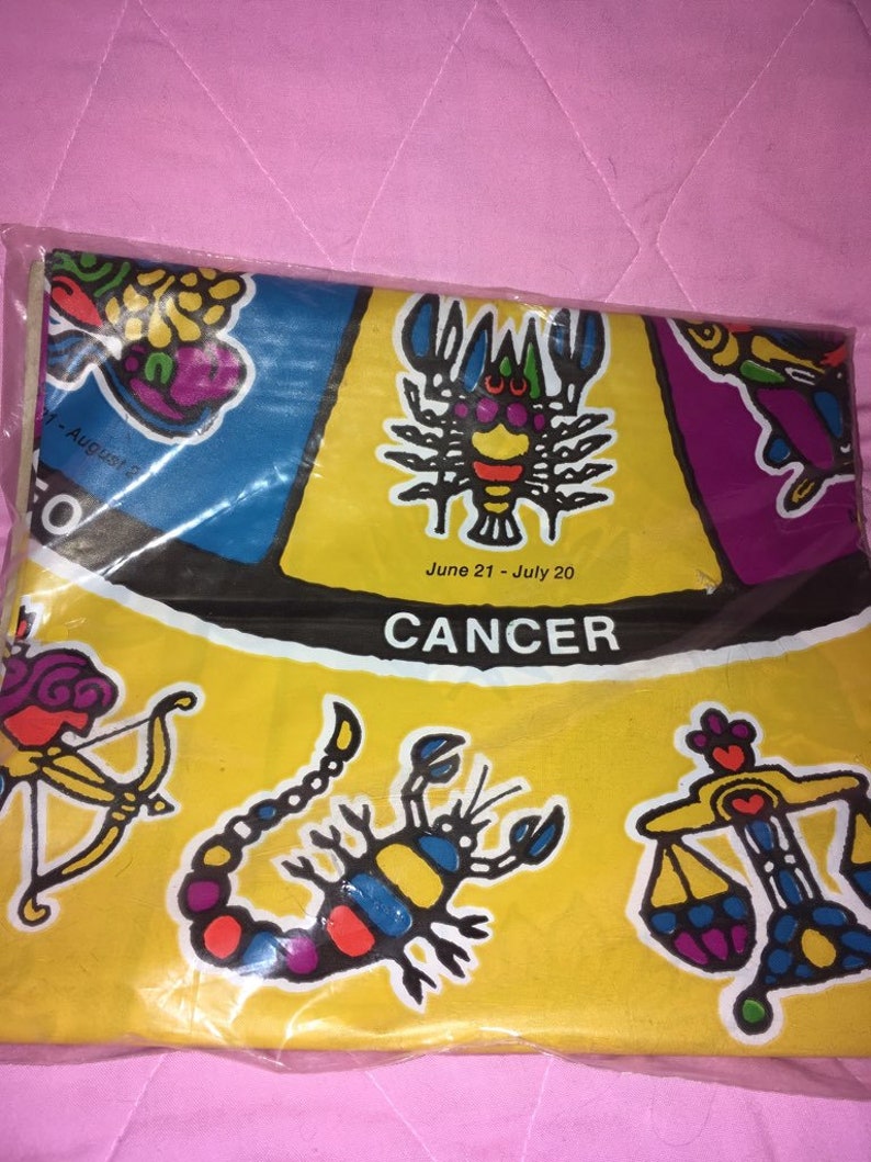 Vintage Zodiac Tablecloth Plastic Horoscope Party Mod Retro Clues about you hang conversation NIP Signs 72x42 You get 2