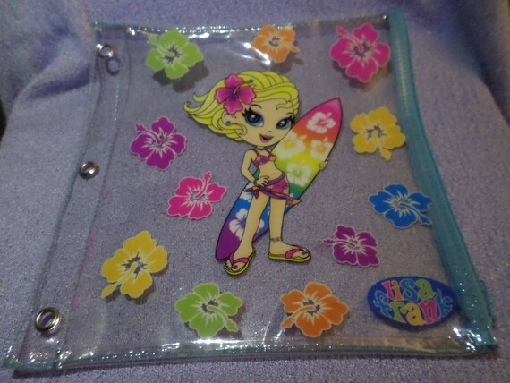 Vintage Lisa Frank Pencil Case Surfer girl Clear make… - Gem