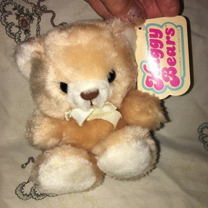Vintage Huggy Bears Russ plush Bear Baby rattle inside small cub light brown Beige NWTS
