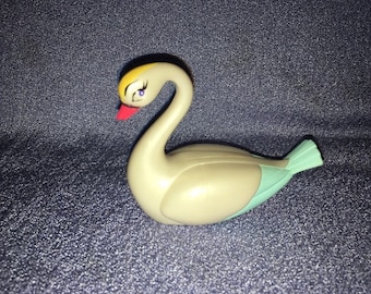 Vintage The Swan Princess Odette plastic pretty SWAN white pastel aqua tail 3 1/2 x 3" ECU Rare 1994