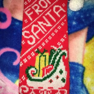 Vintage Christmas Stocking knit Joybrite From Santa Sleigh presents NWTS with care hang treats