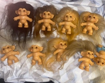 Vintage Dam Troll Lot Lang haar Blond Roodharige Brunette Wit Leuk