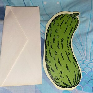 Vintage Hallmark Pickle Greeting Card Silly Funny Some Texture Have A Dilly of a Day Shaped
