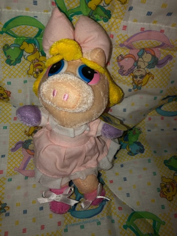 Vintage Muppet Babies Plush Miss Piggy Baby NWWT 8 Pink Shiny Etsy