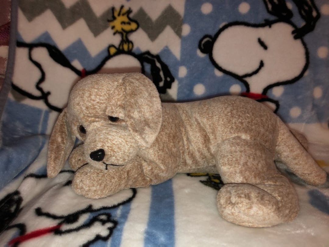 Vintage Russ Dog Plush Sand Color Browning White Beige Tiny