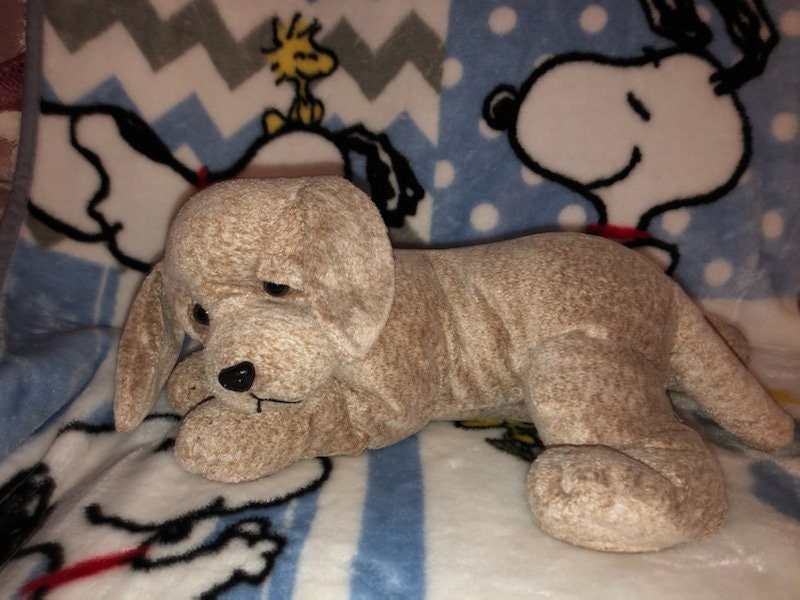 Vintage Russ Dog Plush Sand Color Browning White Beige Tiny