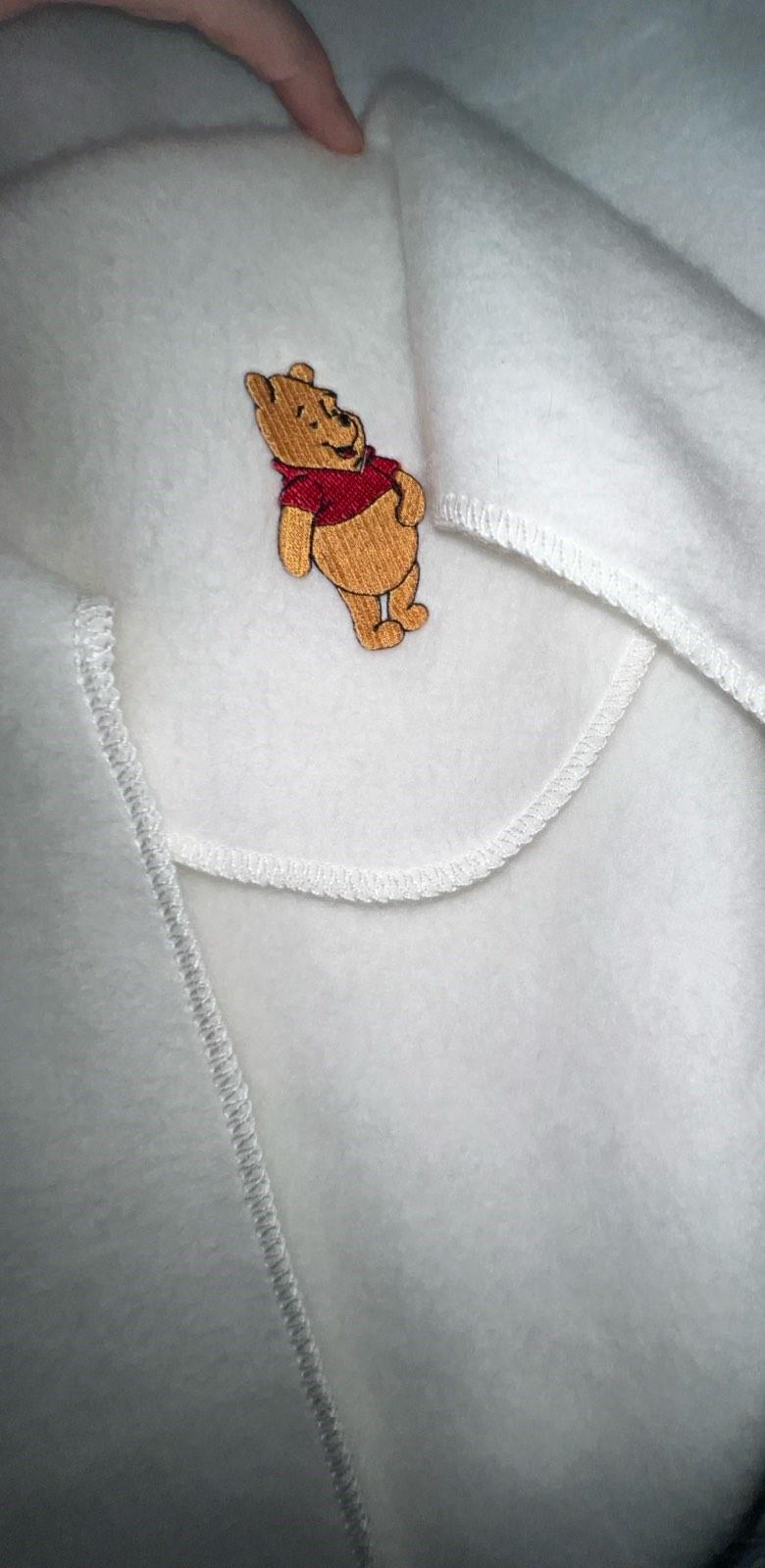 Vintage Red Calliope Baby Blanket Winnie The Pooh in Corner White blanket  Very Soft ECU