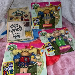 Vintage Cabbage Patch Kids Baby dolls CPK Figures jointed PVC mini doll figures 57 Four Fakes bald little tots Stroller plush Hair Yarn