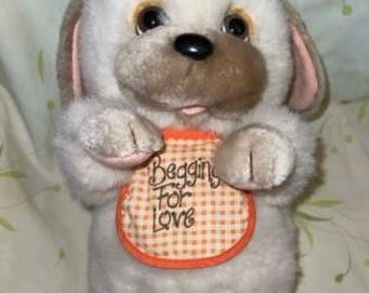 1982 Little Beggar Dog Applause Morgan Plush Begging Puppy Bib