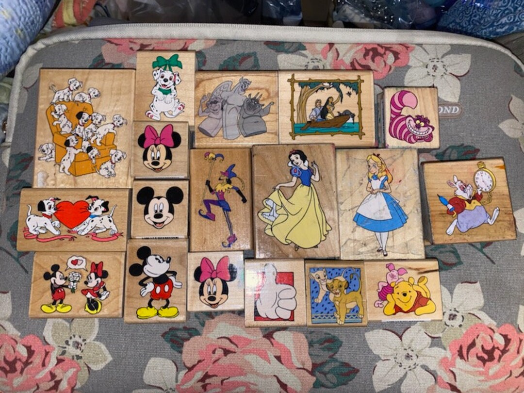 Vintage Disney Rubber Stamp Lot Stamps Alice 101 Dalmatians Etsy