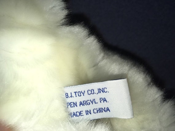 Vintage Cat Plush BJ Toy White Kitten Blue Eyes Pink Nose