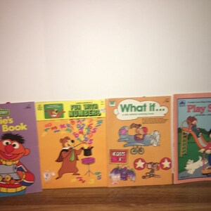 Vintage Coloring book Lot Actives Book 80&#39;s Yogi Ernie Sesame Street Fun Pad What If silly animal Cooking ECU to new