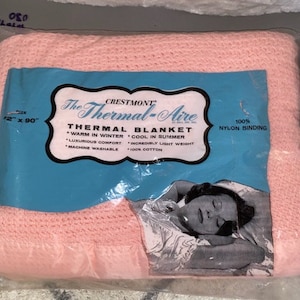 Vintage Cresmont Thermal Blanket Cotton Pink Summer NIP 72&quot; X 90&quot;  Twin