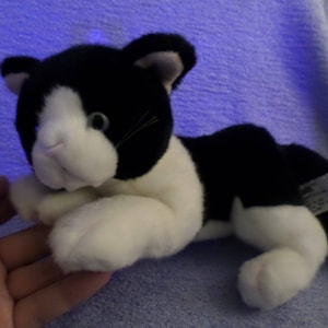 Sam the Cat plush by Russ Black & white light blue eyes 8&quot;  vintage
