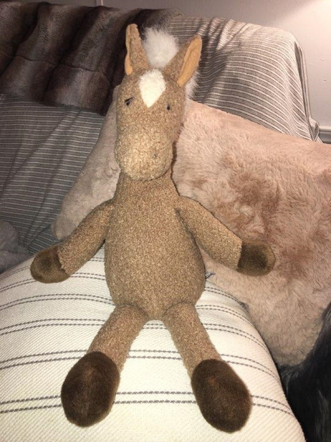 Vintage Manhattan Toy Horse Plush Long Neck Brown Legs Arms 19