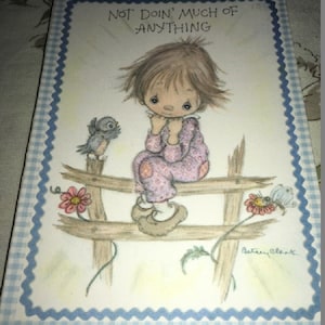 Vintage Betsey Clark Postcards Hallmark Stationary Card send mail 20 New on pad Fence Bird Not Doin much of anything fence