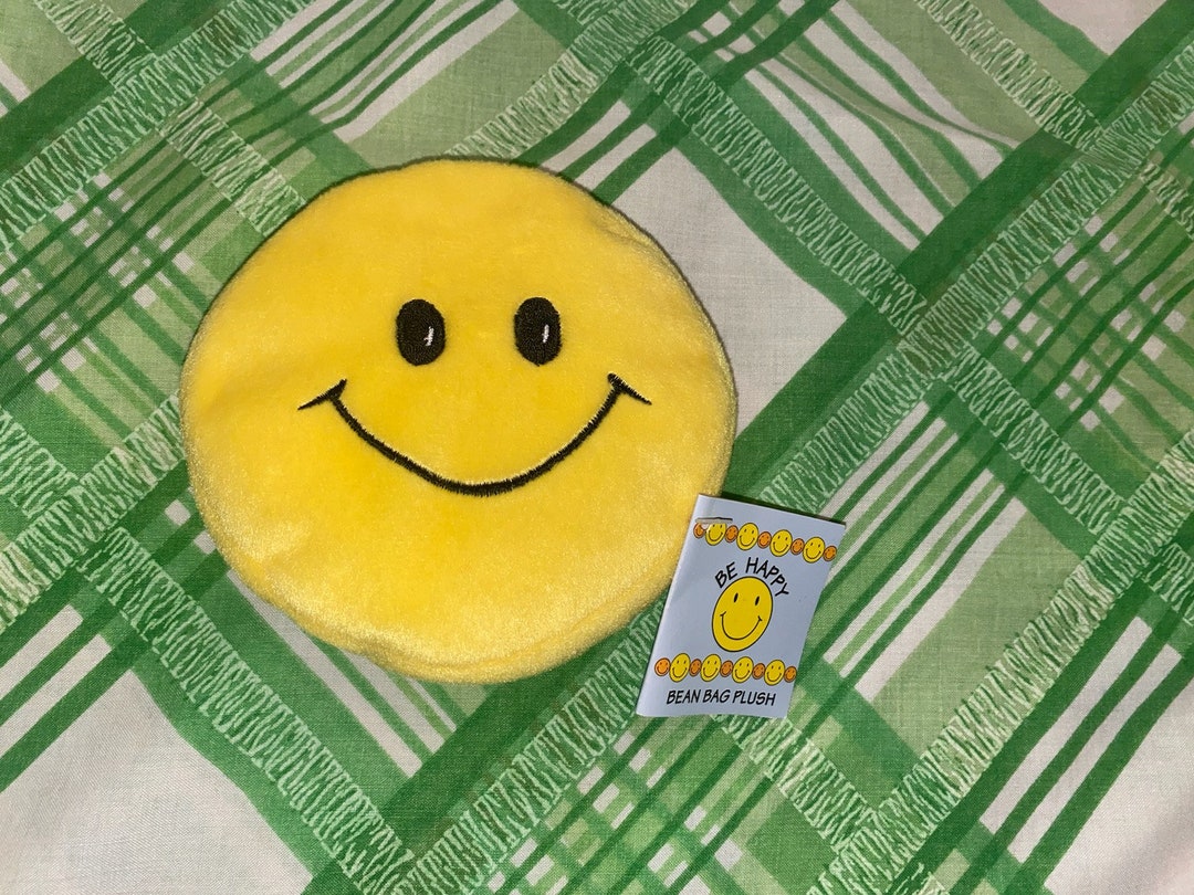 Vintage Smiley Face Plush Bean Bag Round Smile Be Happy Papel Etsy